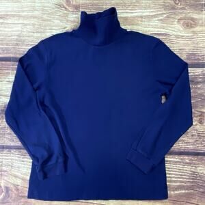 Vtg Basic Editions Women's Sz Med Navy Blue Turtleneck Vintage Cotton Blend